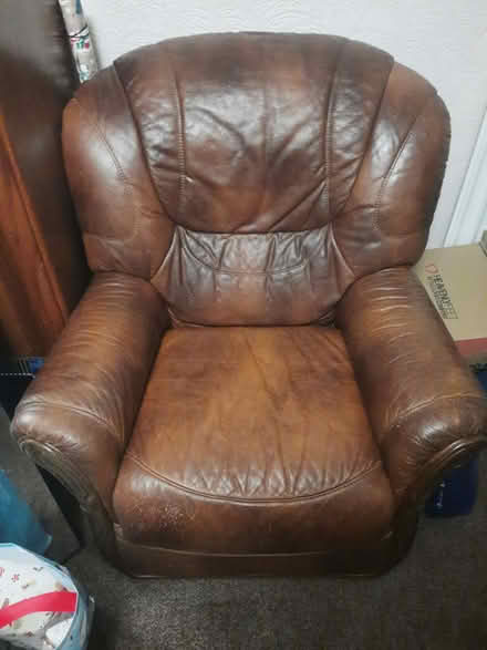 Photo of free three seater sofa and single leather arm chair (Hunderton HR2) #1