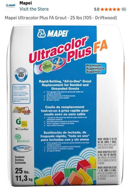 Photo of free Mapei rapid set sanded grout (Harbor Bay) #2