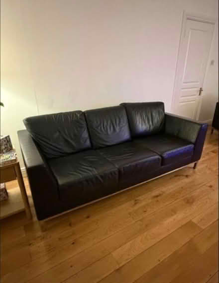 Photo of free Black Italian leather suite 3x1x1 (Clonee Dublin 15.) #1