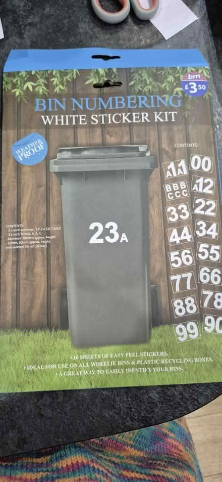 Photo of free Bin Numbering Kit - Incomplete (ME15 Westmorland Road) #1