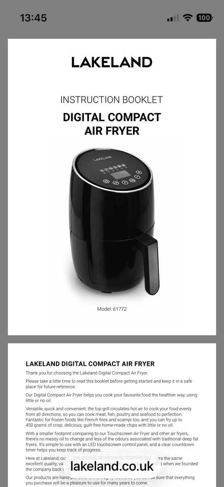 Photo of free Compact Lakeland air fryer (Cherry Tree BB2) #3
