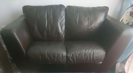 Photo of free Brown real leather 2&1 suite very good condition (Widford CM2) #2