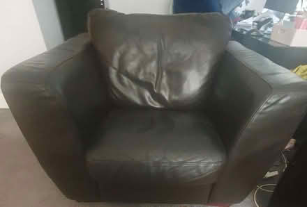Photo of free Brown real leather 2&1 suite very good condition (Widford CM2) #1