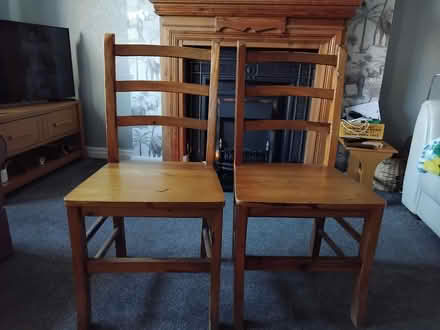 Photo of free 2x pine dinning chairs . (Scale Hall LA3) #1