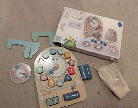 Photo of free Wooden clock toy - 1 missing piece (Longbridge B31) #1
