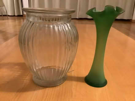 Photo of free 2 green glass vases (Barbican EC2Y) #1