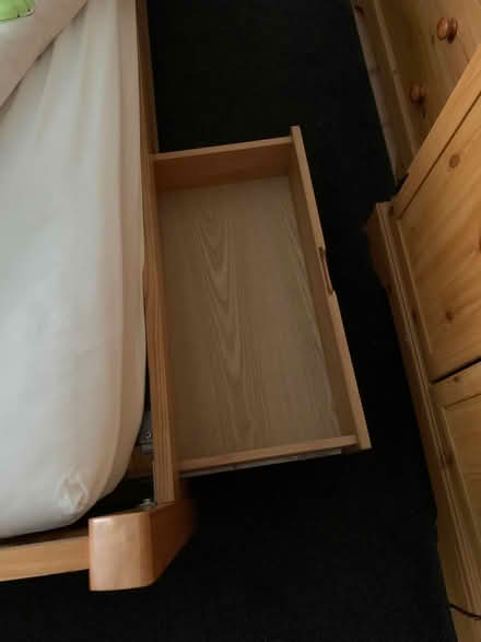 Photo of free King size (5ft) solid oak bed frame and mattress (Grays RM17) #4