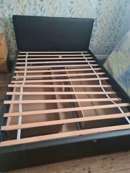 Photo of free Double Brown Faux Leather Bed (Offerton SK2) #1
