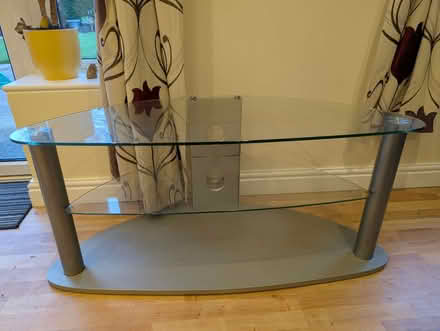 Photo of free Silver & glass TV stand (Gregson Lane PR5) #1