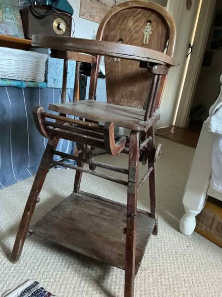 Photo of free Old French High chair, convertible to push along toy seat (Water End HP1) #2