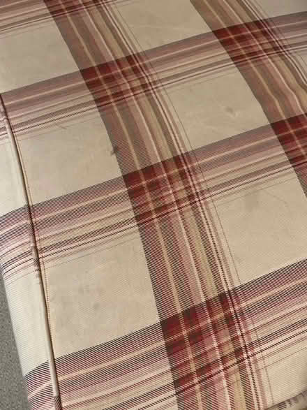 Photo of free Cream and red checked sofa (Biddulph Moor) #4