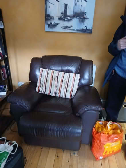 Photo of free Brown leather reclining 2 seat sofa and chair (Hornsey N8) #2