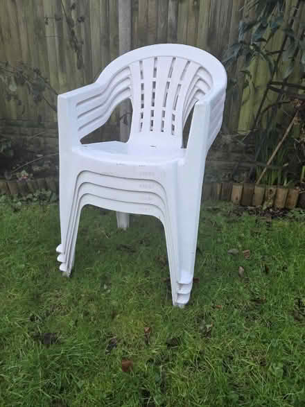 Photo of free 4 white garden chairs (CT15) #1