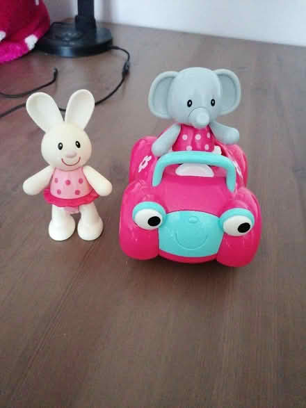 Photo of free ELC Rosie rabbit and Eddie elephant click clack toys & car (Langney BN23) #2