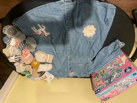 Photo of free Pretty denim dress, puzzle & nonslip grip socks (Leytonstone E11) #1