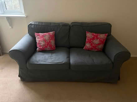 Photo of free IKEA Ektorp 2 seat sofa - grey washable covers (Raynes Park SW20) #1