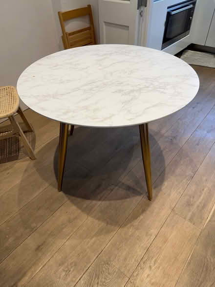 Photo of free White marble-looking dining table 110cm (Notting Hill W11) #1
