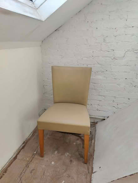 Photo of free 4 green dining chairs in sage green "leather" (Catford SE6) #1