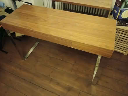 Photo of free Desk / console table - 120x45cm - Dark brown with chrome leg (Fortis Green N10) #1