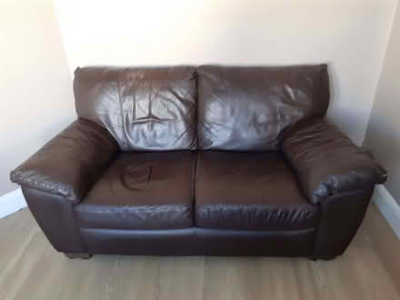 Photo of free Brown leather sofa (Croxley Green WD3) #1
