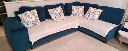 Photo of free Teal Velvet Storage Corner Sofa Bed (Shepherds Bush W14) #1
