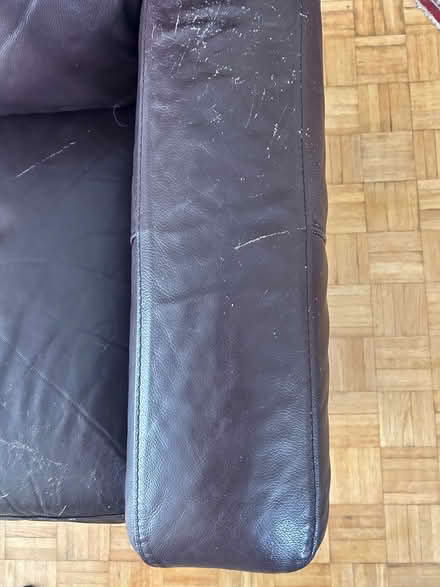 Photo of free Used Brown leather couch (Borden Farm/Parkwood Hills.) #3