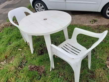 Photo of free Plastic garden table and two chairs (Hangleton BN3) #1