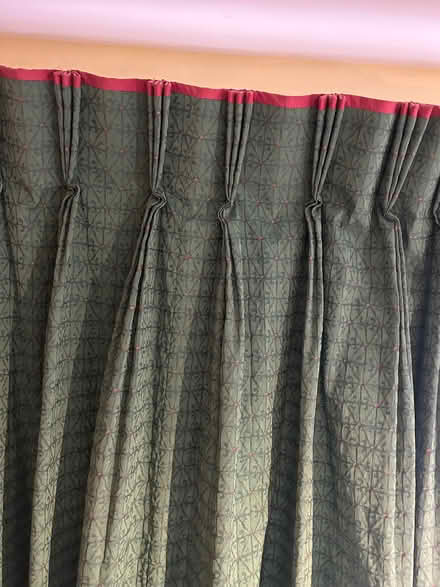 Photo of free Pair of Dark Green Tripple pleated curtains, 90 x102 inches. (Henfield BN5) #1