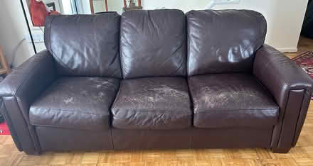 Photo of free Used Brown leather couch (Borden Farm/Parkwood Hills.) #1
