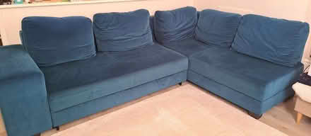 Photo of free Teal Velvet Storage Corner Sofa Bed (Shepherds Bush W14) #2