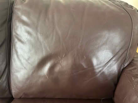 Photo of free Used Brown leather couch (Borden Farm/Parkwood Hills.) #4