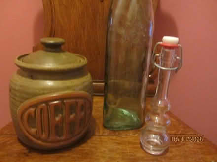 Photo of free Coffee jar and 2 glass bottles (Shepperton nr. Walton Bridge) #2