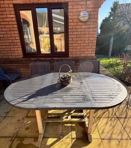 Photo of free Outdoor table and 3 chairs (Roade) #1