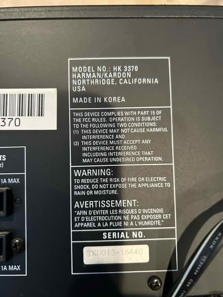 Photo of free Harmon/Karson stereo receiver (Lake Ariel PA area) #4