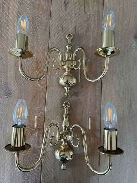 Photo of free Two wall mounted mains electric brass candle lights (St John's TN13) #1