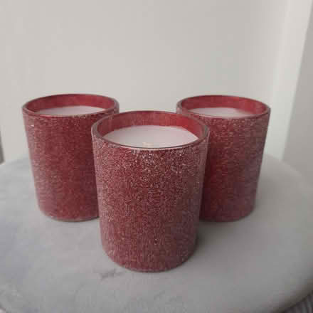 Photo of free 3 red silver glitter candles (Williamson Park LA1) #1