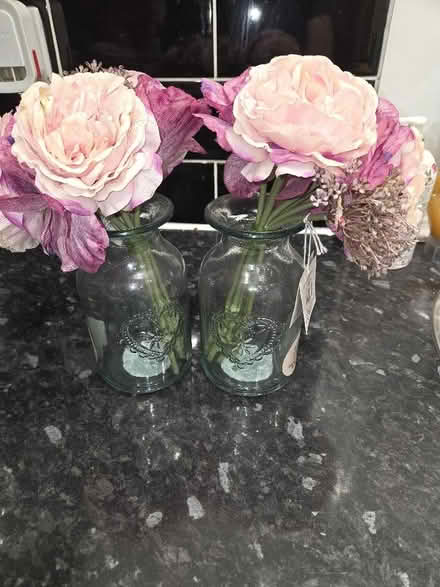 Photo of free Glass vases (2) with vintage mini bouquets (Caterham CR3) #1