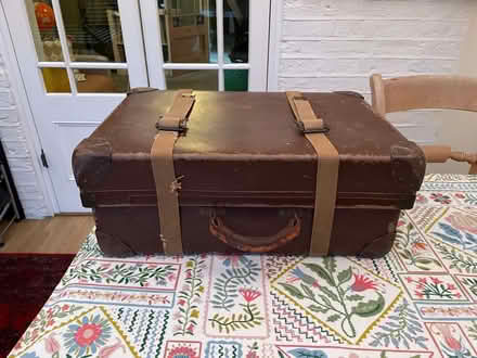 Photo of free Vintage 2 piece fibreboard suitcase. webbing straps - brown (Norbiton KT2) #2