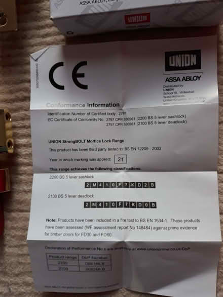 Photo of free StrongBOLT Mortice Lock (Penzance TR18) #2