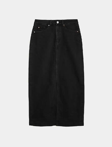Photo of Black knee length denim skirt (Shoresclough Farm SK10) #1