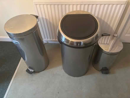 Photo of free 3 Brabantia Kitchen Bins 2 60 litres small one not sure (Steeple Aston OX25) #1