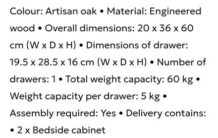 Photo of free Berkfield Home Bedside Cabinets (Sw155au, Barnes) #1