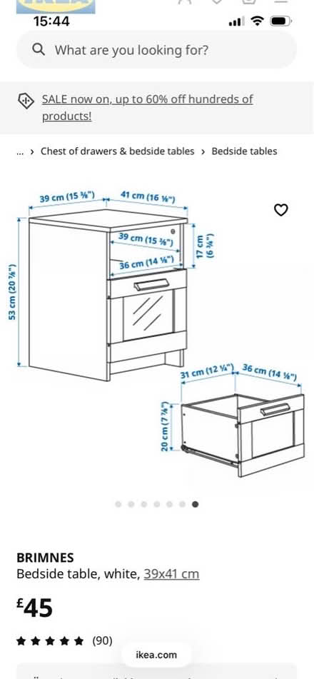 Photo of free IKEA Brimnes bedside table in white (Llandrindod LD1) #2