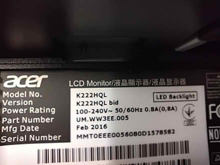 Photo of free Acer 22" widescreen monitor (WA166PT) #3