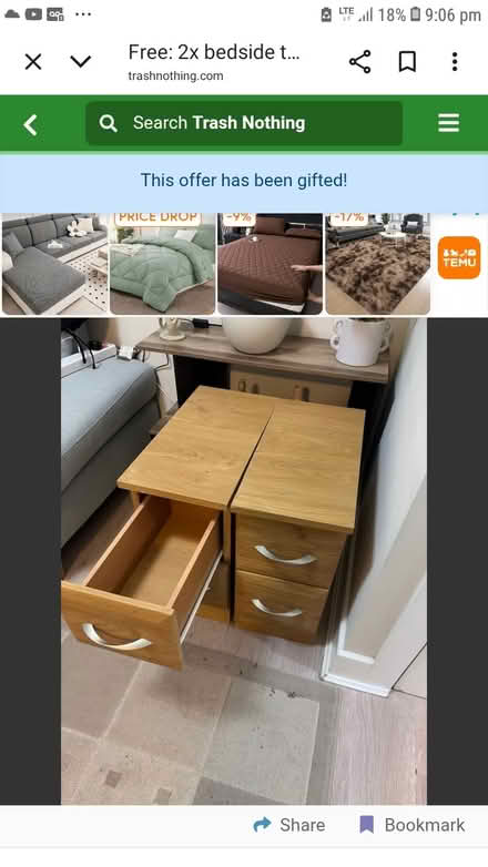 Photo of free Bed side cabinet (Acton) #1