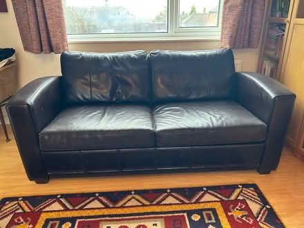 Photo of free Dark brown leather sofa bed (Princes Risborough HP27) #1