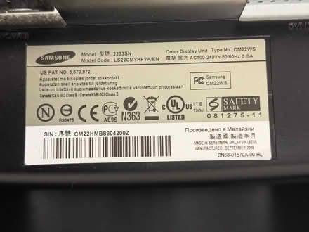 Photo of free 4x Samsung 2233SN 21.5” Monitors (WD189SB) #3