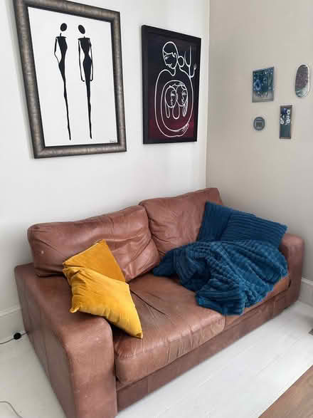 Photo of free Brown leather sofa bed + coffee table (Sevenoaks TN13) #2