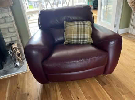 Photo of free Large Red Leather Arm Chair (Bedford MK42) #1