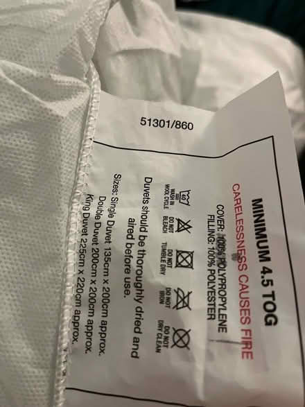 Photo of free Double duvet 4.5 tog (Peachcroft OX14) #2